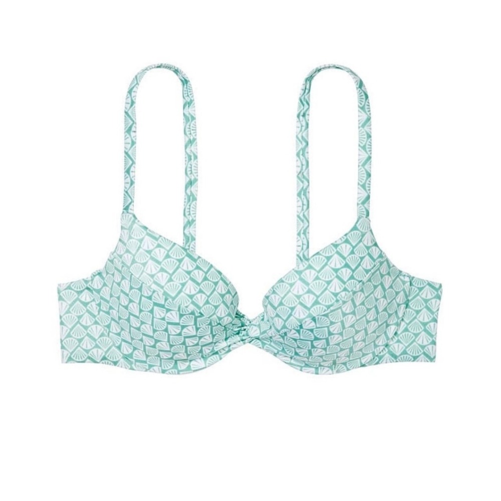 Victorias‎ Secret Light Blue Shell Print Twist Front PushUp Bikini Top 32DD